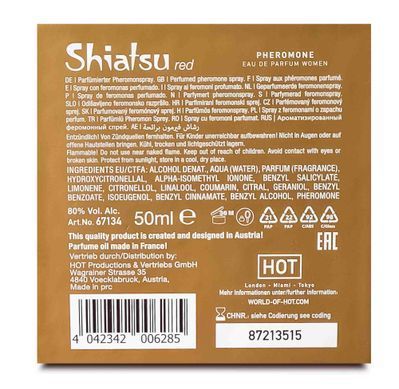 Духи с феромонами жіночі SHIATSU Pheromone Fragrance women red, 50 мл HOT67134 фото
