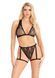 Комплект Leg Avenue Lace Bra Top and Panty with Garters One Size Black SX4987 фото 1
