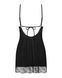 Пеньюар Obsessive Lobellis chemise & thong, XS/S, чорний, мереживне оздоблення, стрінги в комплекті SX1020 фото 4