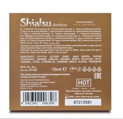 Духи з феромонами чоловічі SHIATSU Pheromone Fragrance men darkblue, 15 мл HOT67140 фото