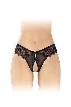 Трусики-стрінги з відкритим доступом Fashion Secret Alicia Black, з бантиком SX2618 фото