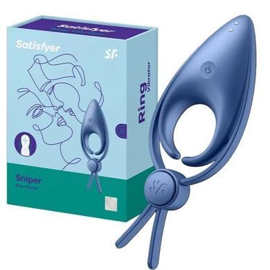 Ерекційне віброкільце-ласо з регулюванням розміру Satisfyer Sniper Blue SO6080 фото