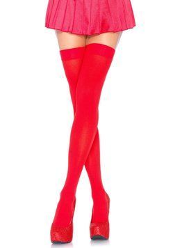 Щільні непрозорі панчохи Leg Avenue Opaque Nylon Thigh Highs Red, One Size SO7982 фото