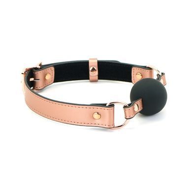 Кляп Liebe Seele Rose Gold Memory Ball Gag, силіконова кулька, діаметр 4,3 см, шкіряний ремінець SO9493 фото