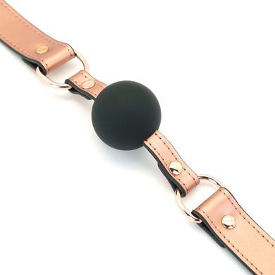 Кляп Liebe Seele Rose Gold Memory Ball Gag, силіконова кулька, діаметр 4,3 см, шкіряний ремінець SO9493 фото