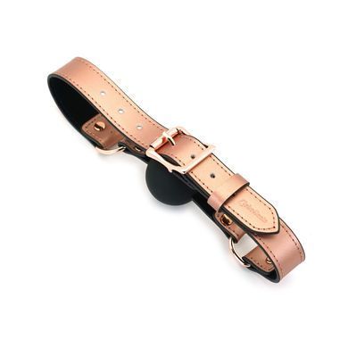 Кляп Liebe Seele Rose Gold Memory Ball Gag, силіконова кулька, діаметр 4,3 см, шкіряний ремінець SO9493 фото