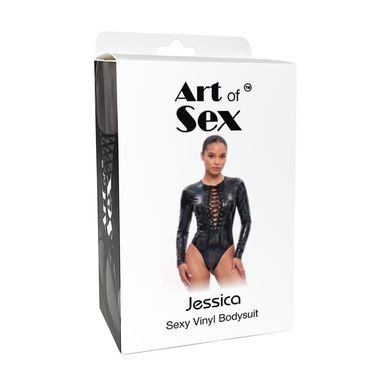 Вінілове боді з рукавами Art of Sex - Jessica, з ефектом мокрого оксамиту, розмір M SX4666 фото