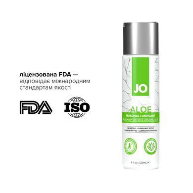 Змазка на водній основі JO H2O Organic Aloe (120 мл), зволожувальний та заспокійливий ефект SX0722 фото