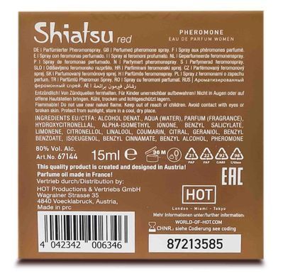 Духи з феромонами жіночі SHIATSU Pheromone Fragrance women red, 15 мл HOT67144 фото