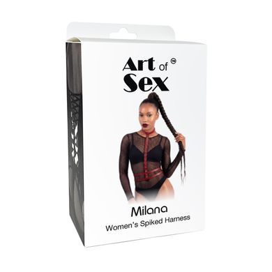 Жіноча портупея з шипами Art of Sex - Milana, екошкіра, розмір XS-2XL, колір чорний SX4668 фото