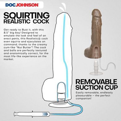 Фалоімітатор, що кінчає Doc Johnson The Realistic Cock ULTRASKYN - Squirting 9,5 Inch Caramel SX4471 фото