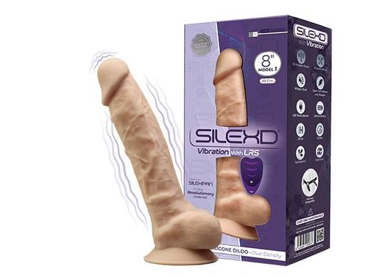 Фалоімітатор з вібрацією SilexD Vetus Vibro Flesh (MODEL 1 size 8in) + LRS, двошаровий, діам. 4,2 см SO8213 фото