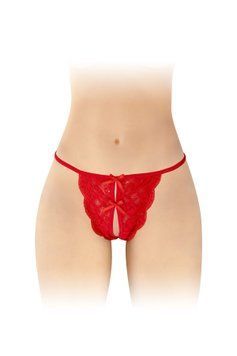 Трусики з відкритим доступом Fashion Secret Cindy Red, мереживо з бантиком SX2623 фото
