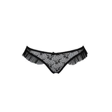 Трусики з оборками Passion Exclusive DONIA THONG L/XL, black PS25901 фото