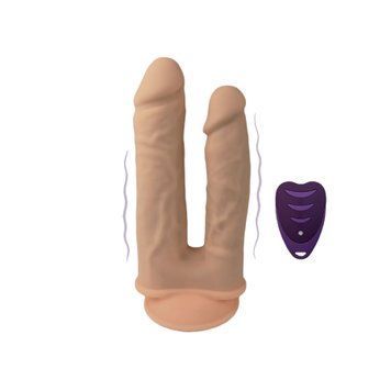 Подвійний фалоімітатор з вібрацією SilexD Double Gusto Vibro Flesh (Model 1 size 8" & 7") + LRS, діаметр 4,5 см та 3,7 см SO8209 фото