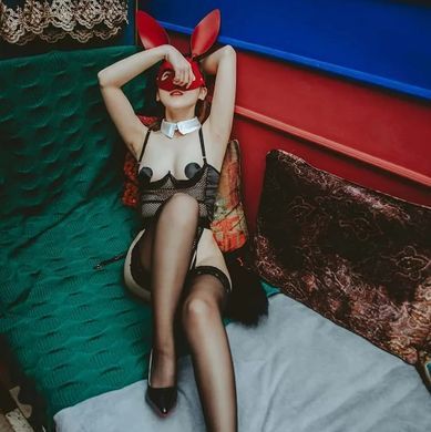 Сексуальний костюм зайчика UPKO Bunny Girl Bodysuit з відкритими грудьми, чорний, М U63272 фото