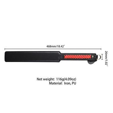 Паддл LOCKINK SEVANDA Braided-handle Spanking Paddle, чорно-червоний, гладенький, з плетінням на ручці SX0877 фото