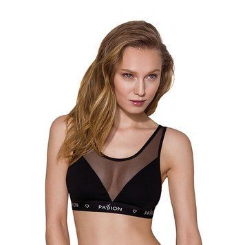 Топ з прозорою вставкою Passion PS002 TOP L, black SO4199 фото