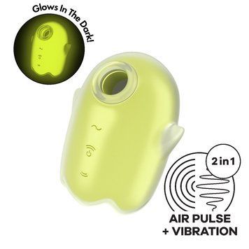Вакуумний кліторальний стимулятор з вібрацією Satisfyer Glowing Ghost Yellow, світиться в темряві SX0543 фото
