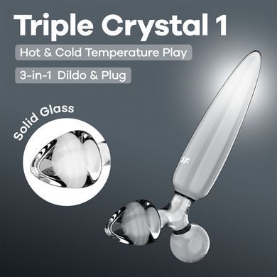 Тристоронній скляний дилдо Satisfyer Triple Crystal 1 Transparent SX3552 фото