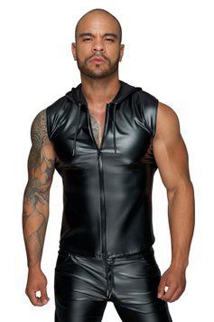 Чоловіча безрукавка з капюшоном Noir Handmade H062 Hooded Shirt, XXL, мокрий ефект SX0113 фото