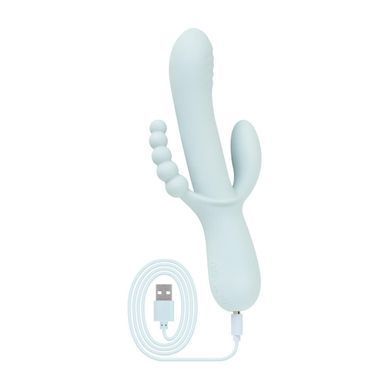 Потрійний вібратор Good Vibes Only &ndash; SAGE Triple Stimulation Vibe Soft Silicone &ndash; Blue, манливий рух SX3074 фото