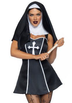 Костюм черниці Leg Avenue Naughty Nun XS, сукня, головний убір SO8549 фото