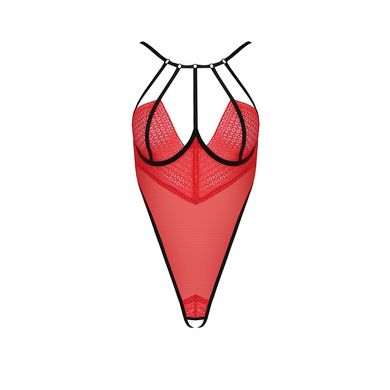 Боді з високим вирізом стегна Passion Exclusive AKITA BODY S/M, red PS24202 фото