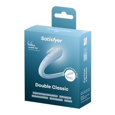 Вібратор для пар Satisfyer Double Classic Light Blue з одним моторчиком SX3654 фото