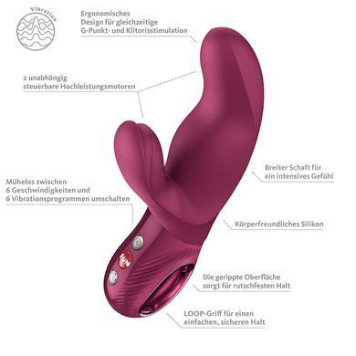 Вібратор-кролик Fun Factory MISS BI Wine Red, 2 незалежні мотори, діаметр 4,2 см SX4244 фото