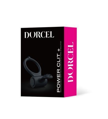 Ерекційне кільце Dorcel Power Clit Plus з вібрацією, перезаряджається, з язичком та щіточкою SO1417 фото