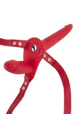 Подвійний страпон з вібрацією Fetish Tentation Vibrating Strap-On Red (м'яте паковання!!!) SO3752-R фото