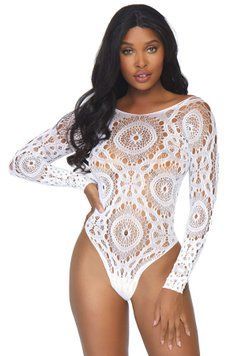 Еротичне боді-бодістокінг Leg Avenue Snap crotch thong back teddy White S/M SO9133 фото