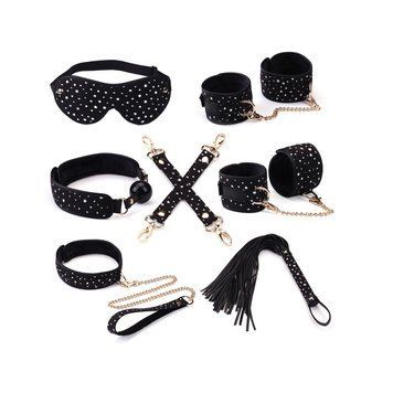 Набір Liebe Seele Stary Nights 7pcs Bondage Kit, фіксатори, нашийник з повідцем, кляп, флогер, маска SO9508 фото