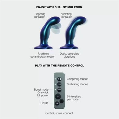 Дилдо з вібрацією Strap-On-Me FINGERING & VIBRATING DILDO - M - BLUE, з манливим рухом SX4825 фото