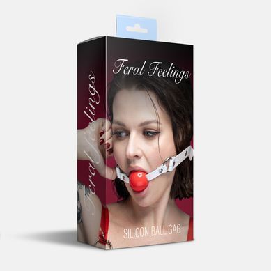 Кляп силіконовий Feral Feelings Silicon Ball Gag White/Red, білий ремінець, червона кулька SX3977 фото
