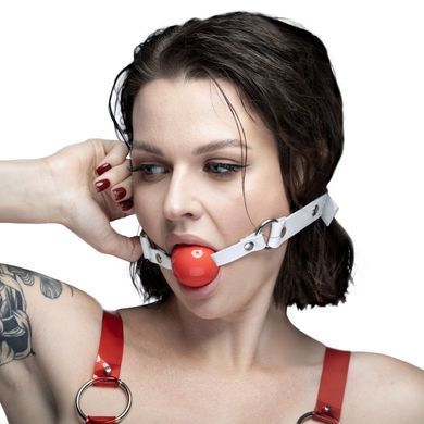 Кляп силіконовий Feral Feelings Silicon Ball Gag White/Red, білий ремінець, червона кулька SX3977 фото