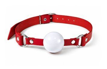 Кляп силіконовий Feral Feelings Silicon Ball Gag Red/White, червоний ремінець, біла кулька SX3978 фото