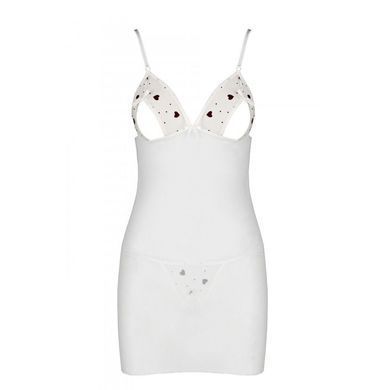 Сорочка з вирізами на грудях, стрінги Passion LOVELIA CHEMISE S/M, white SO4763 фото