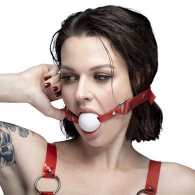 Кляп силіконовий Feral Feelings Silicon Ball Gag Red/White, червоний ремінець, біла кулька SX3978 фото