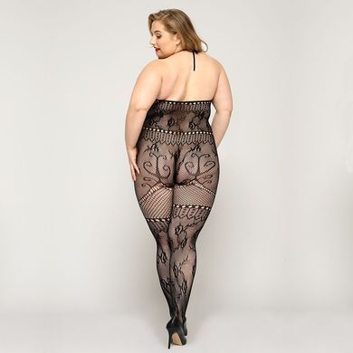 Мереживний бодістокінг JSY &laquo;Гаряча Хейлі&raquo; Plus Size, Black, халтер, імітація панчіх, відкритий досту SO8390 фото