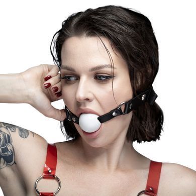 Кляп силіконовий Feral Feelings Silicon Ball Gag Black/White, чорний ремінець, біла кулька SX3979 фото