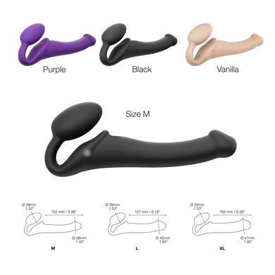 Безремінний страпон з вібрацією Strap-On-Me Vibrating Violet M, діаметр 3,8 см, пульт ДК, регульований SO3825 фото