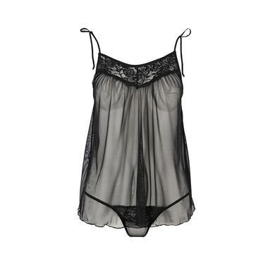Сорочка прозора бебі дол Passion MELANIA CHEMISE S/M black (м'яте паковання!!!) EL16305-R фото