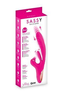 Вібратор-кролик 3в1 Yoba Sassy, ​​вібрація, пульсація, відросток, що рухається SX3986 фото