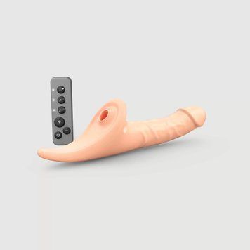 Вібронасадка для страпону з вакуумною стимуляцією Strap-On-Me Multi Orgasm Realistic Dildo L Vanilla SX4037 фото