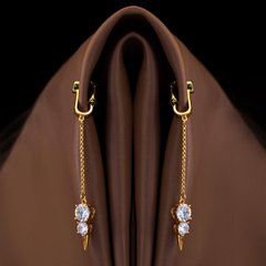Прикраси для клітора та статевих губ UPKO Non-pierced Jewelry Snowman з гірським кришталем, золотисті U63333 фото