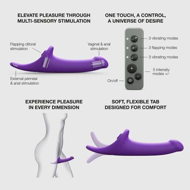 Вібронасадка для страпону з вакуумною стимуляцією Strap-On-Me Multi Orgasm Dildo S Purple SX4032 фото