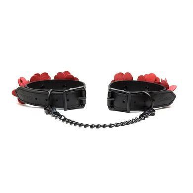 Наручники Liebe Seele Flower Rhythm - Black and Red Leather Flowers Hand Cuffs SX4839 фото