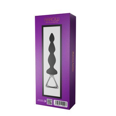 Анальний ланцюжок Adrien Lastic Arrow II, чорний, силіконовий, гнучкий, з металевою ручкою, діаметр 3,2 см SX0805 фото